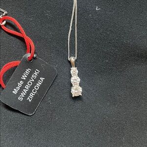 Swarovski Silver Triple Crystal Necklace